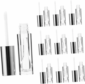 10pcs Empty Lip Gloss Tube Silver Hollow Lipstick Containers Travel Friendly Cosmetic Bottles for Lip Oil and Dye Liquid