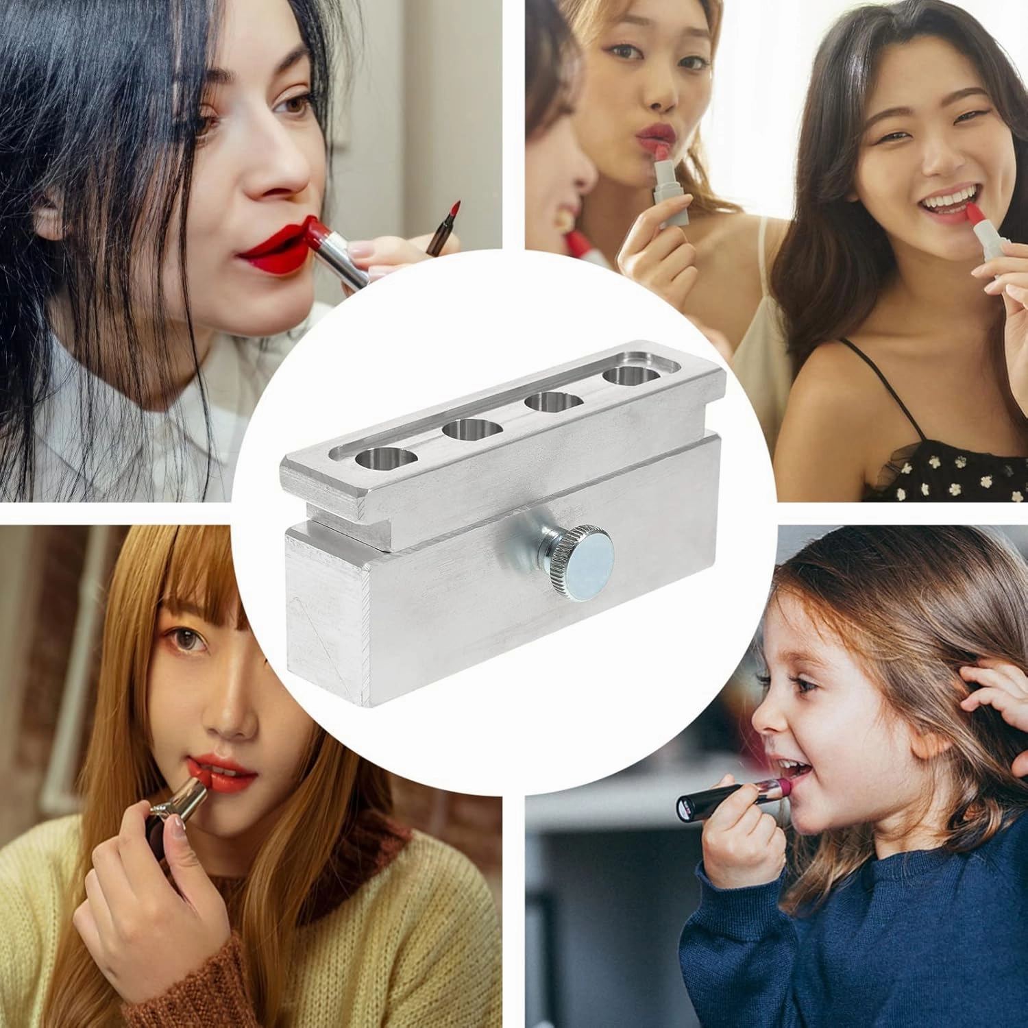1 Set 4 Hole Lipstick Mold Lip Balm Maker Tool Lip Balm Molding Tool Lipstick Making Diy Mold for Lipstick Lip Balm Diy Kit Lip Gloss Making Kit Lip Gloss Maker Tool Lip Balm Kit
