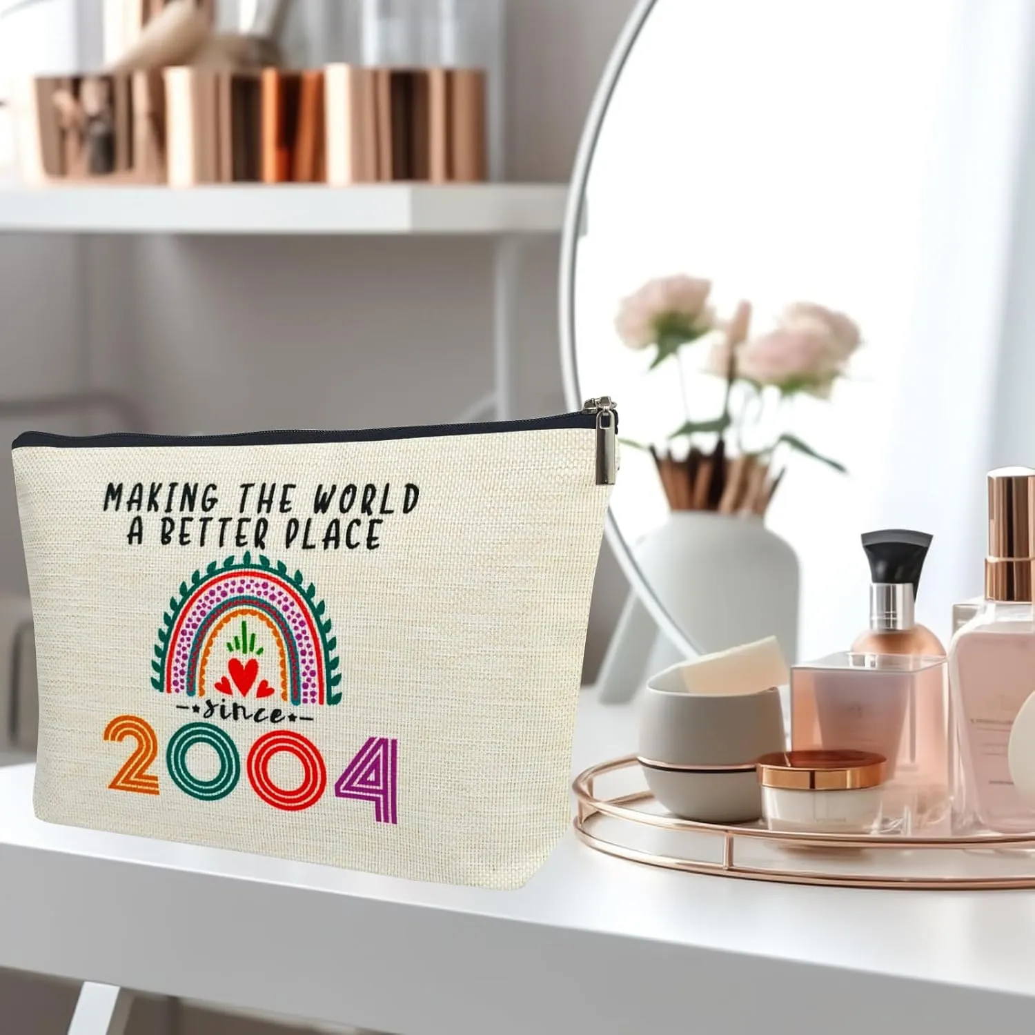 21st Birthday Gifts for Her Makeup Bags, 2004 Happy 21st Birthday Decorations for Women Her, 21 Year Old Birthday Gifts Ideas for Daughter, Sister, BFF, Female, Teenage Girls, Cosmetic Travel Pouch