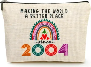 21st Birthday Gifts for Her Makeup Bags, 2004 Happy 21st Birthday Decorations for Women Her, 21 Year Old Birthday Gifts Ideas for Daughter, Sister, BFF, Female, Teenage Girls, Cosmetic Travel Pouch