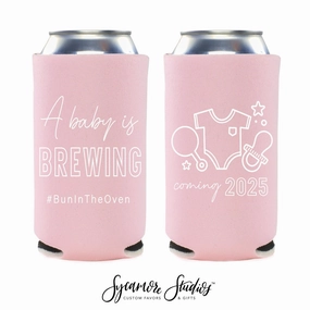 A Baby Is Brewing - Slim 12oz Baby Shower Can Cooler #2S