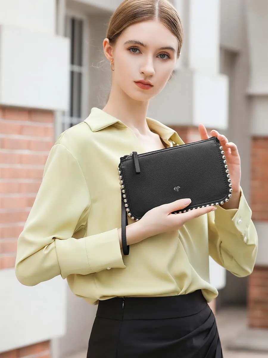 AFKOMST Small Clutch Purse and Wristlet Wallet for Women Formal Evening Bag with Crossbody Chain Strap