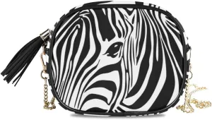 ALAZA Women's Animal Zebra in Africa Cross Body Bag Chain Shoulder Handbag Purse with Tassel