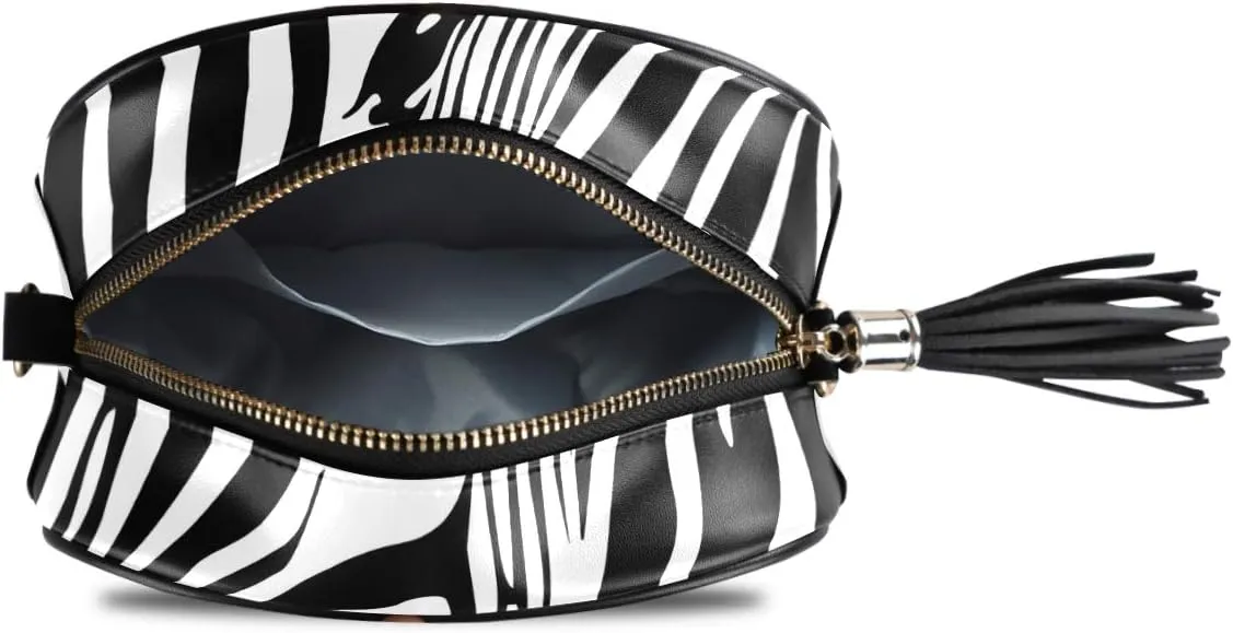 ALAZA Women's Animal Zebra in Africa Cross Body Bag Chain Shoulder Handbag Purse with Tassel