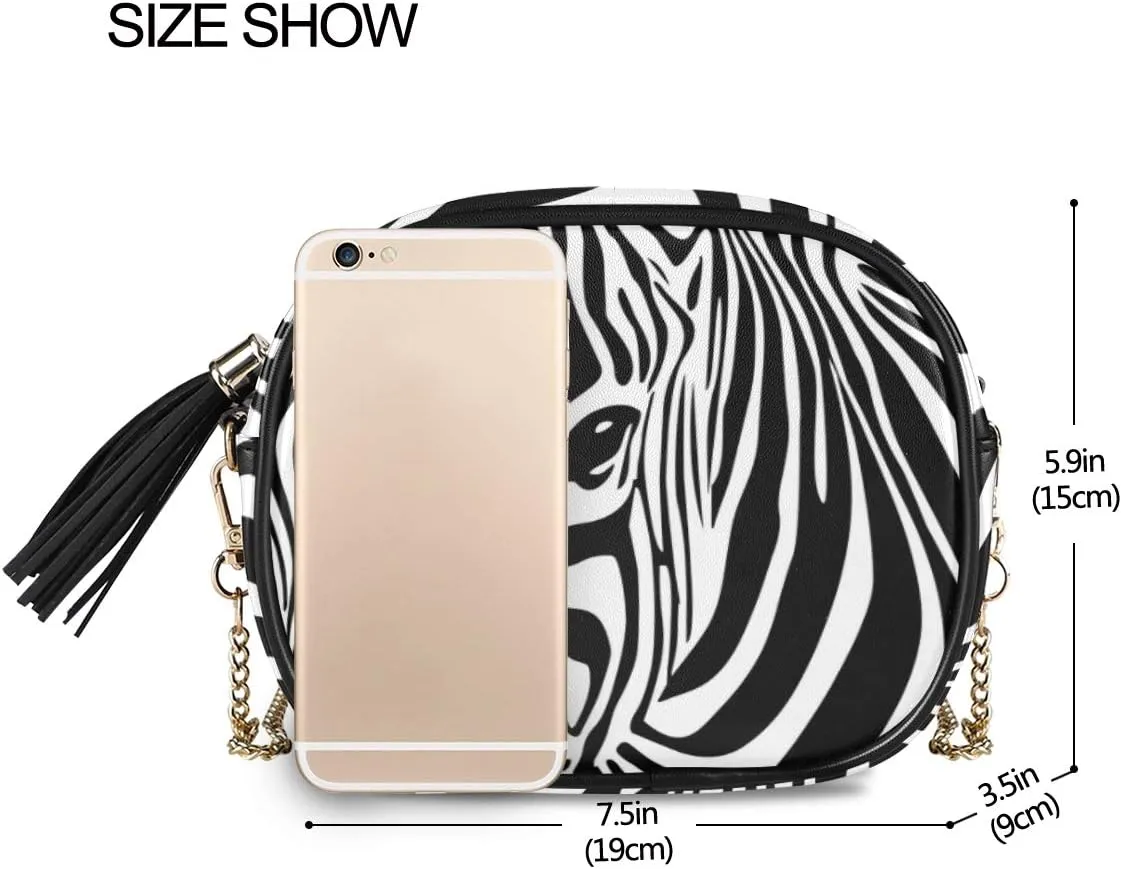 ALAZA Women's Animal Zebra in Africa Cross Body Bag Chain Shoulder Handbag Purse with Tassel