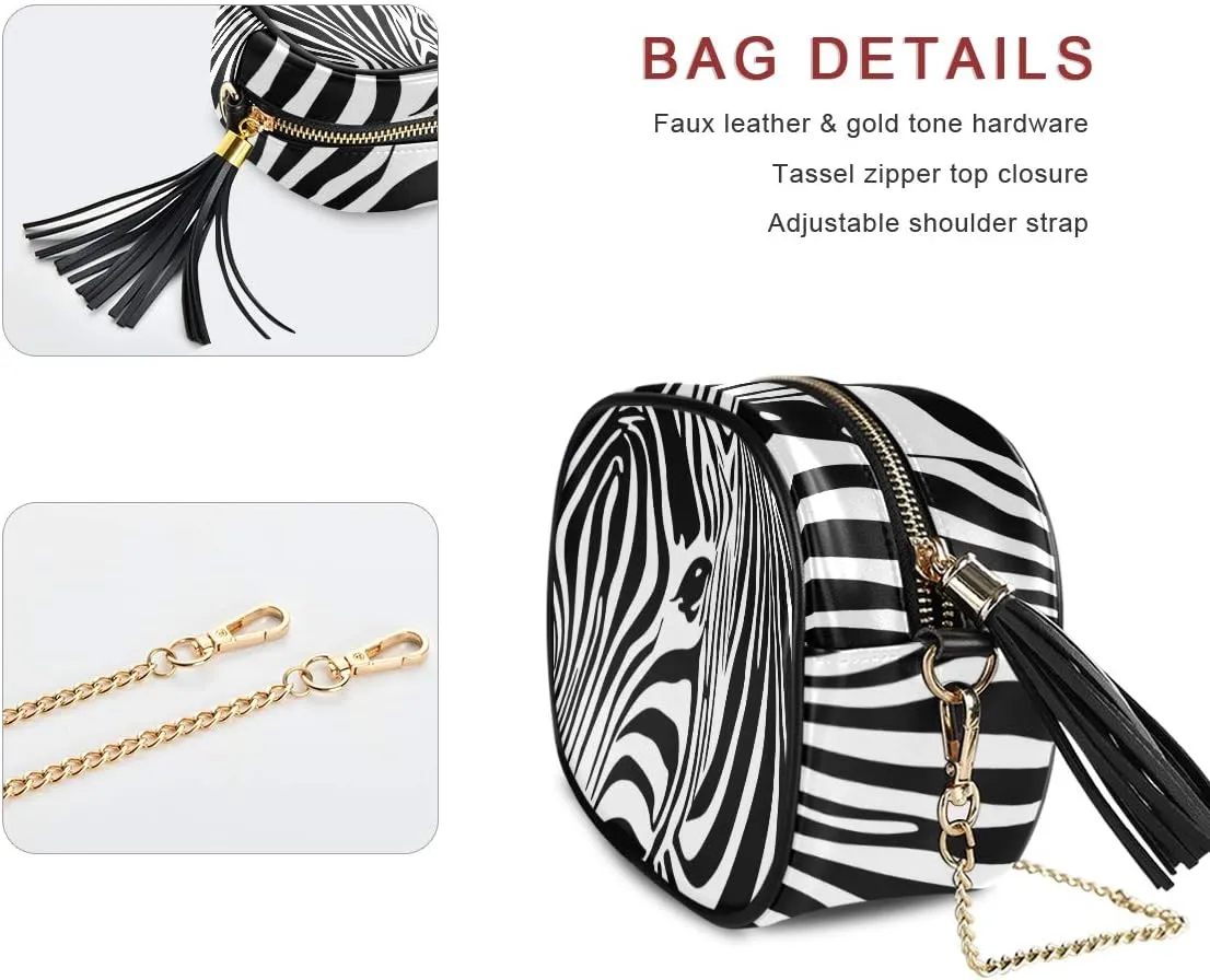 ALAZA Women's Animal Zebra in Africa Cross Body Bag Chain Shoulder Handbag Purse with Tassel