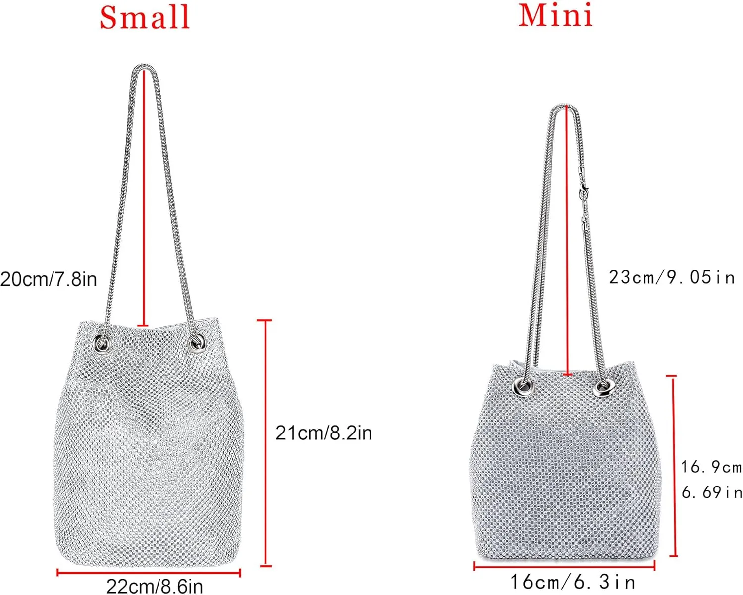 Ayliss Women's Full Rhinestones Bucket Bag Mini/Small Crossbody Shoulder Evening Shinny Bling Clutch Purse Bucket Handbag