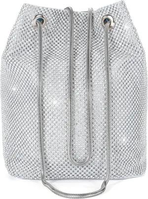 Ayliss Women's Full Rhinestones Bucket Bag Mini/Small Crossbody Shoulder Evening Shinny Bling Clutch Purse Bucket Handbag