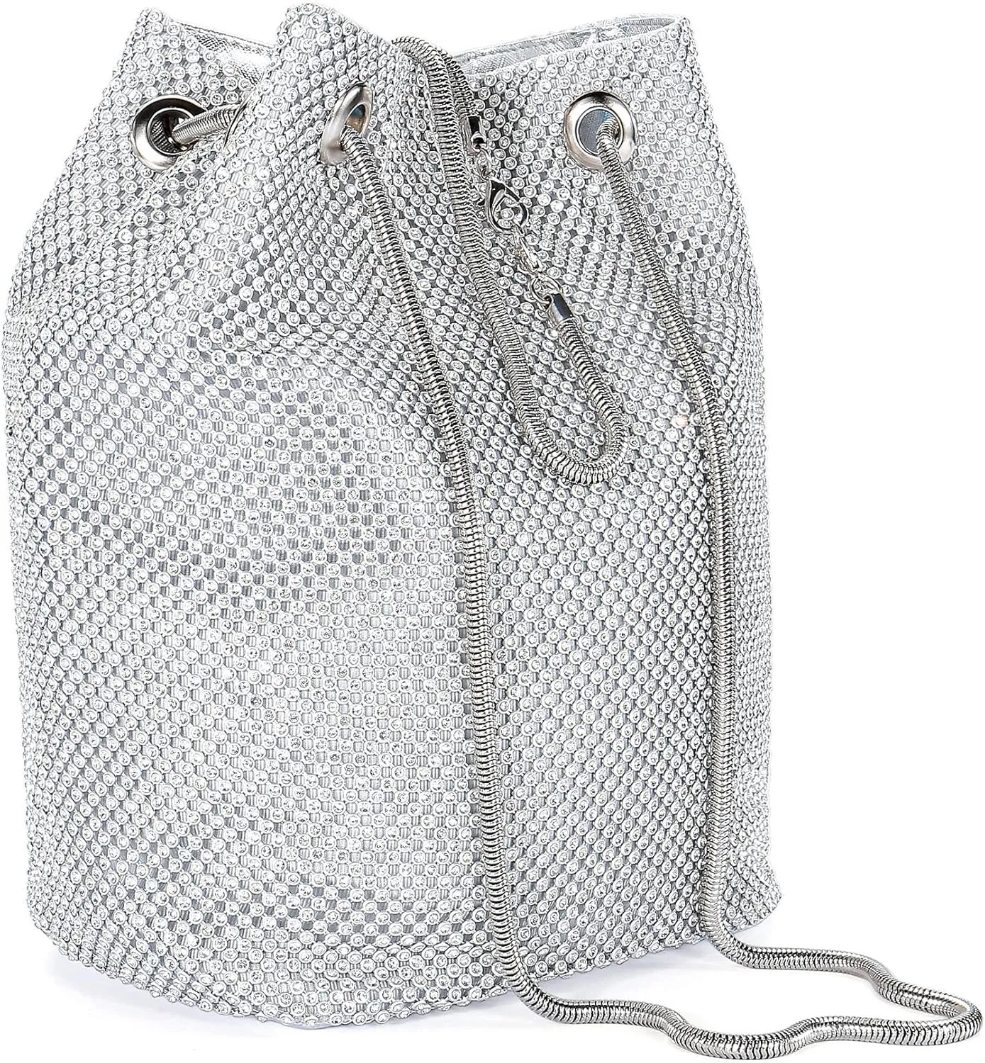 Ayliss Women's Full Rhinestones Bucket Bag Mini/Small Crossbody Shoulder Evening Shinny Bling Clutch Purse Bucket Handbag