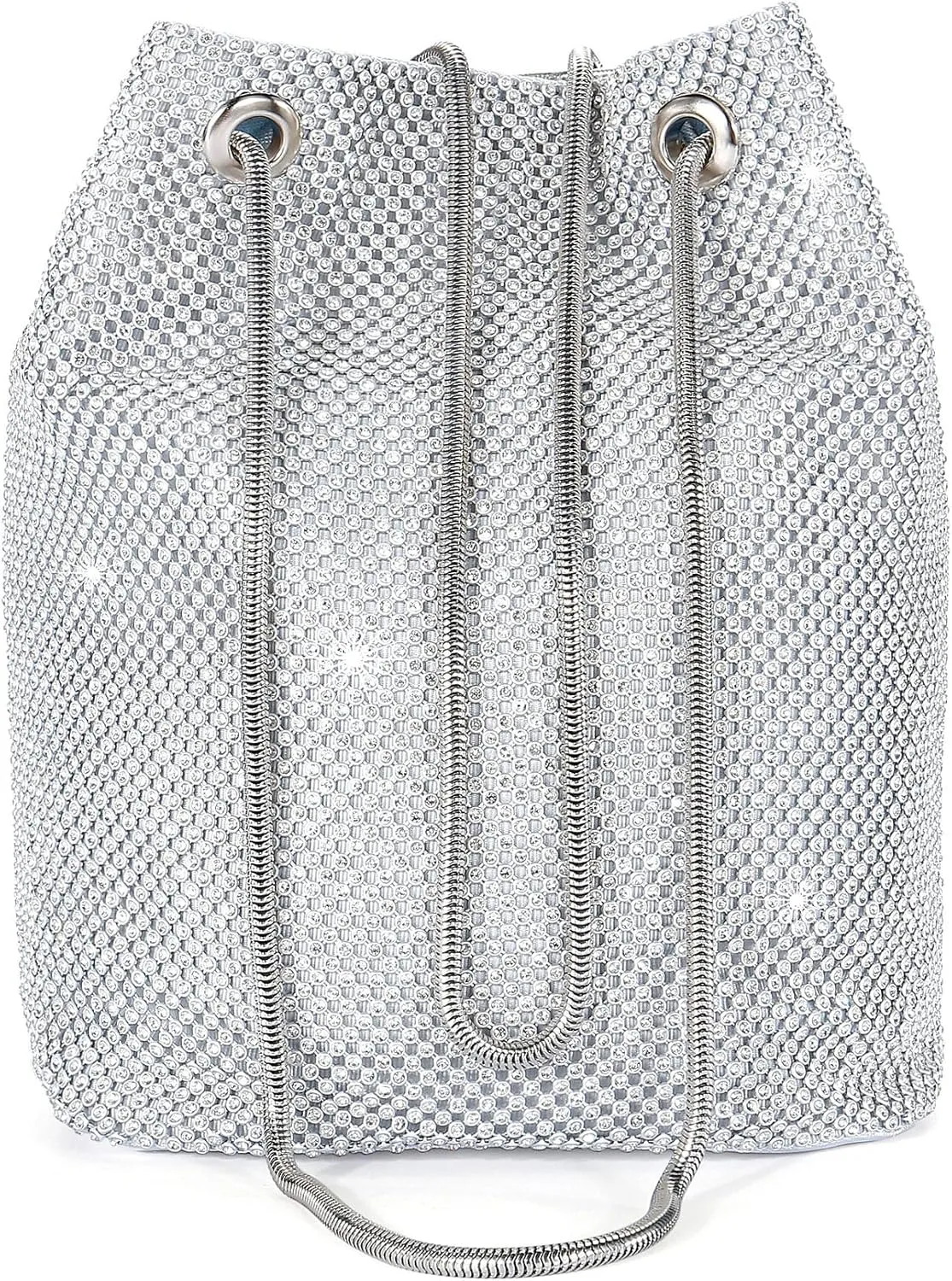 Ayliss Women's Full Rhinestones Bucket Bag Mini/Small Crossbody Shoulder Evening Shinny Bling Clutch Purse Bucket Handbag