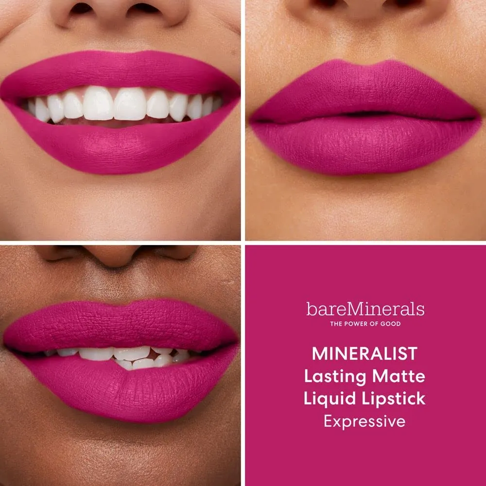 bareMinerals Mineralist Lasting Matte Liquid Lipstick for Women, Velvet Matte Finish, All-Day Wear, Weightless, Non-Drying Formula, Talc-Free Lipstick