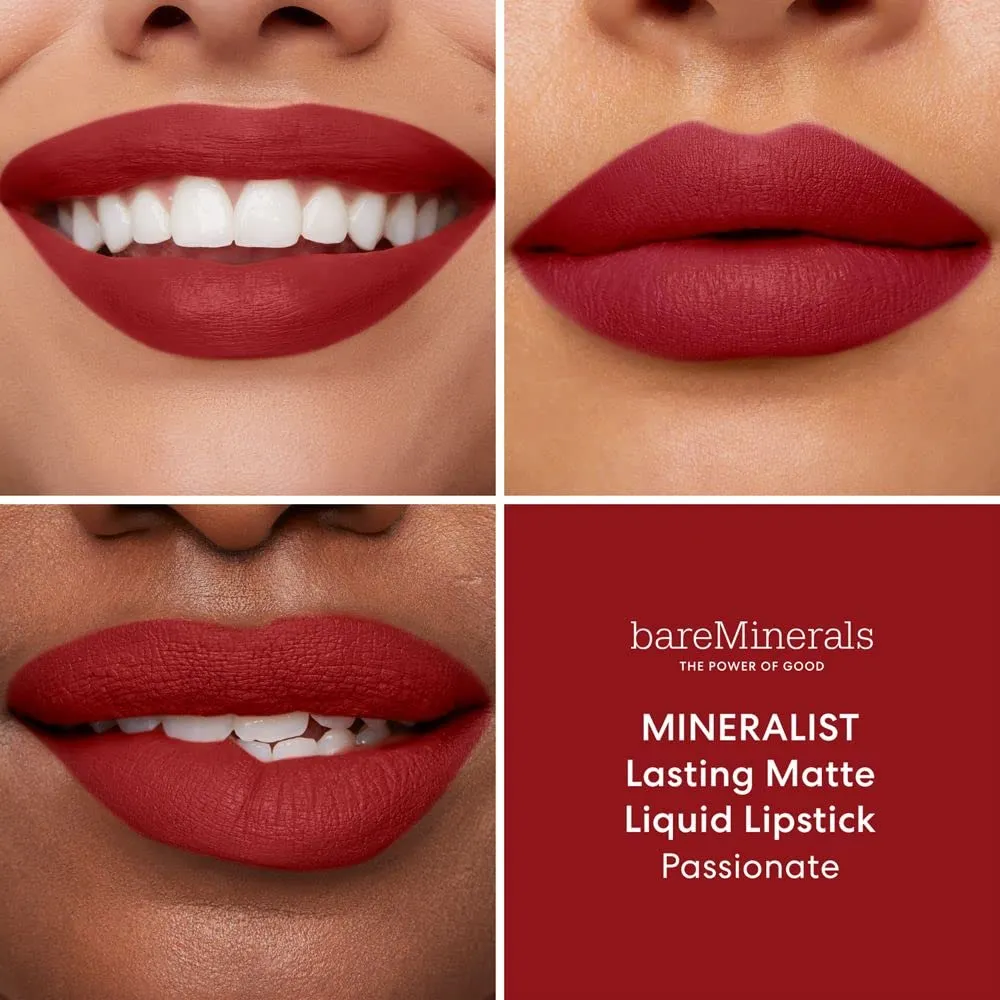 bareMinerals Mineralist Lasting Matte Liquid Lipstick for Women, Velvet Matte Finish, All-Day Wear, Weightless, Non-Drying Formula, Talc-Free Lipstick