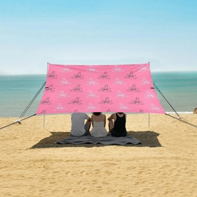 Beach Shade Tent with UPF50  UV Protection,Hand Drawn Lipstick with Bows Lightweight Camping Sun Shelter for Outdoor,Camping Trips, Fishing, Backyard,Picnics,Easy Set Up and Carry 9x10.5 FT