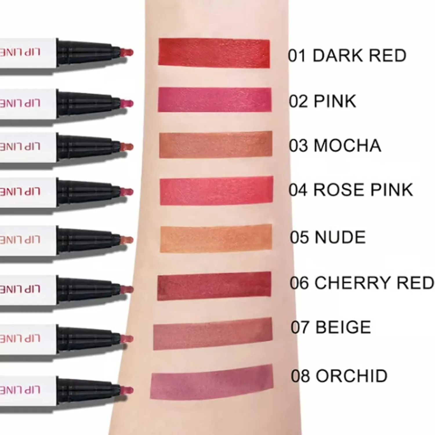 Benighty Liquid Lip Liner, Longwear Liquid Lip Liner, Matte Longwear Liquid Lip Liner, 2-in-1 Waterproof Liquid Lipstick, Non-Stick Lip Liner, Quick-Drying Liquid Lip Stain