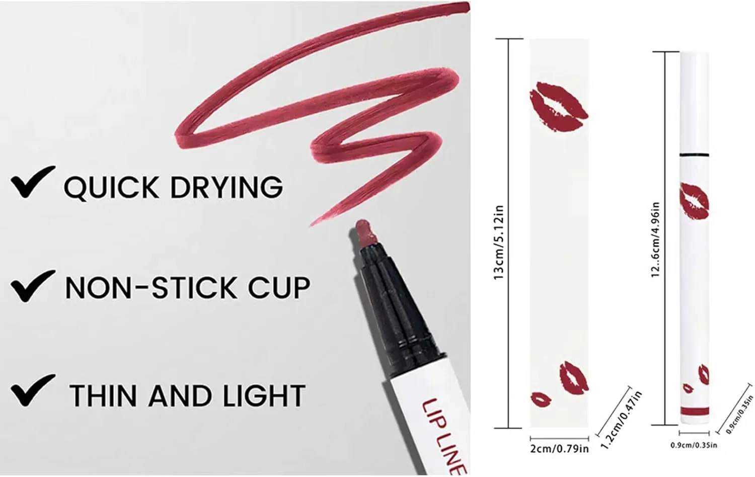 Benighty Liquid Lip Liner, Longwear Liquid Lip Liner, Matte Longwear Liquid Lip Liner, 2-in-1 Waterproof Liquid Lipstick, Non-Stick Lip Liner, Quick-Drying Liquid Lip Stain