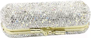 Bling Rhinestone Crystal Lipstick Case Holder Organizer bag Cosmetic Storage for Women's Lipstick Jewelry Kit (Silver)