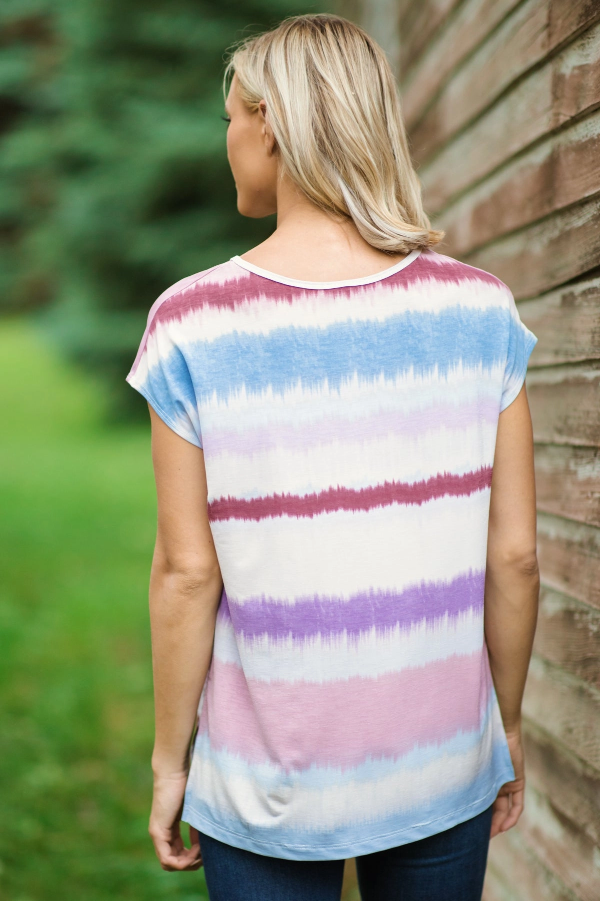Blush Multicolor Tie Dye Stripe Top