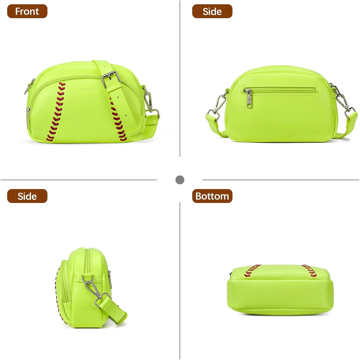 BOSTANTEN Baseball Crossbody Purses for Sport Mom Small Shoulder Bag Vegan Leather Women Handbags for Events