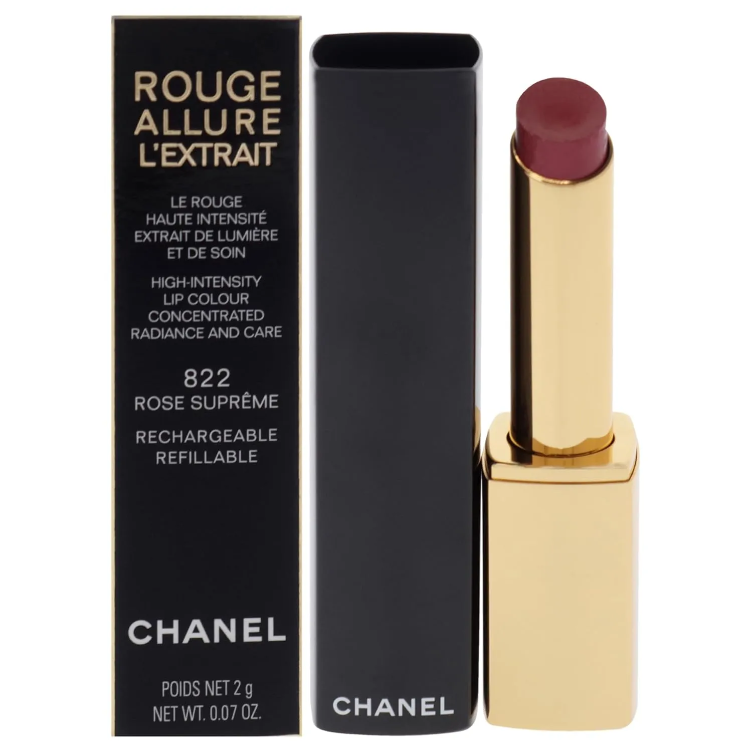 Chanel Rouge Allure Lextrait Lipstick - 822 Rose Supreme for Women - 0.07 oz Lipstick (Refillable)