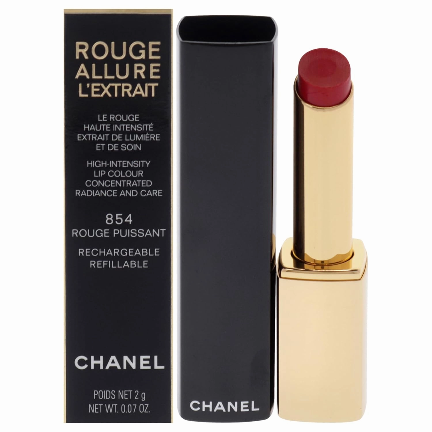 Chanel Rouge Allure Lextrait Lipstick - 854 Rouge Puissant for Women - 0.07 oz Lipstick (Refillable)