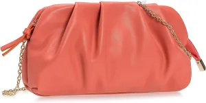 CHARMING TAILOR Chic Soft Vegan Leather Clutch Bag Dressy Pleated PU Evening Purse for Women