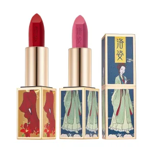 Chinese Style Lipstick Two Pack Gift Box, a Complete Gift Set, Black and Yellow Skin, Natural Skin (#510 #540)