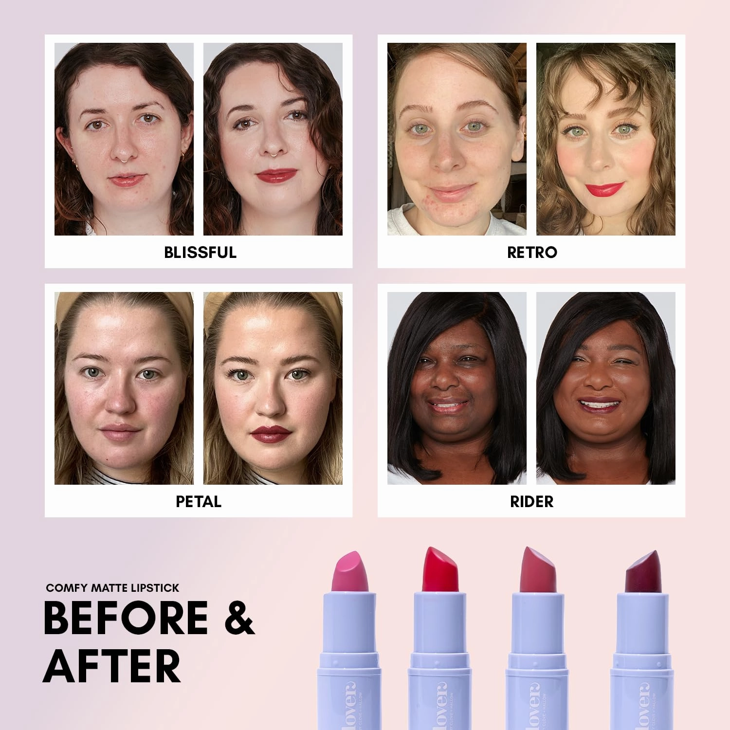 Clover Comfy Matte Lipstick | Non Drying Lipstick, Moisturizing And Lightweight, High Pigmented Lipstick | Cruelty-Free & Vegan Lip Makeup | Shade - Blissful