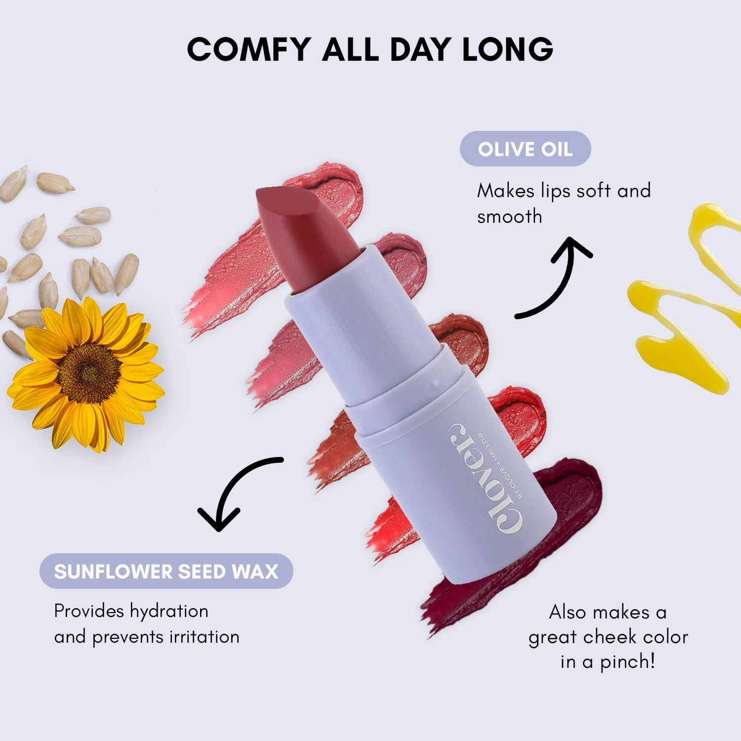 Clover Comfy Matte Lipstick | Non Drying Lipstick, Moisturizing And Lightweight, High Pigmented Lipstick | Cruelty-Free & Vegan Lip Makeup | Shade - Blissful