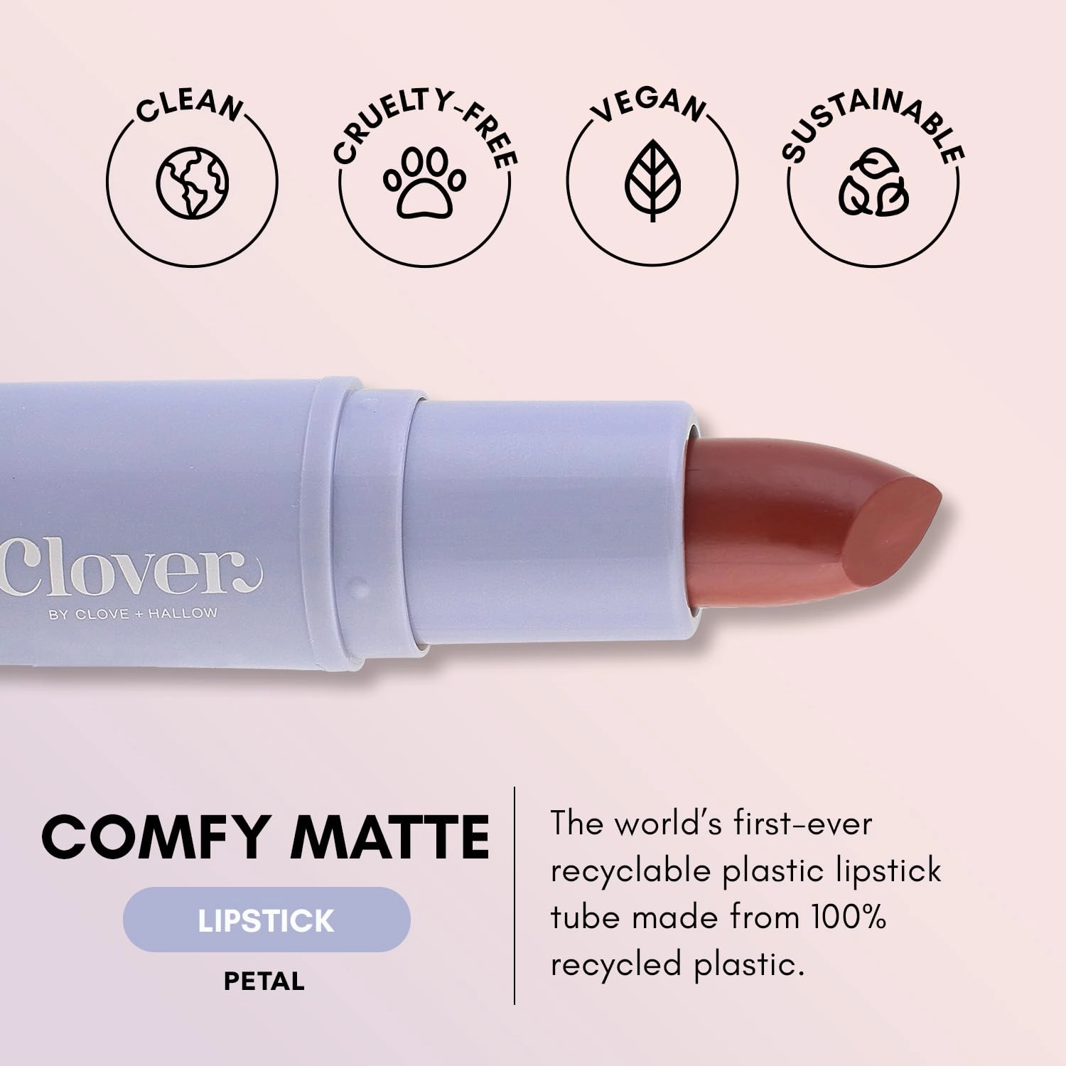 Clover Comfy Matte Lipstick | Non Drying Lipstick, Moisturizing And Lightweight, High Pigmented Lipstick | Cruelty-Free & Vegan Lip Makeup | Shade - Petal