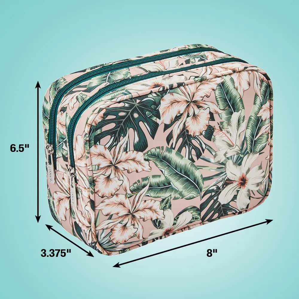 Conair Makeup Bag - Travel Toiletry Bag - Cosmetic Bag - Toiletry Bag for Women - Double Zip Organizer - Tropical Print
