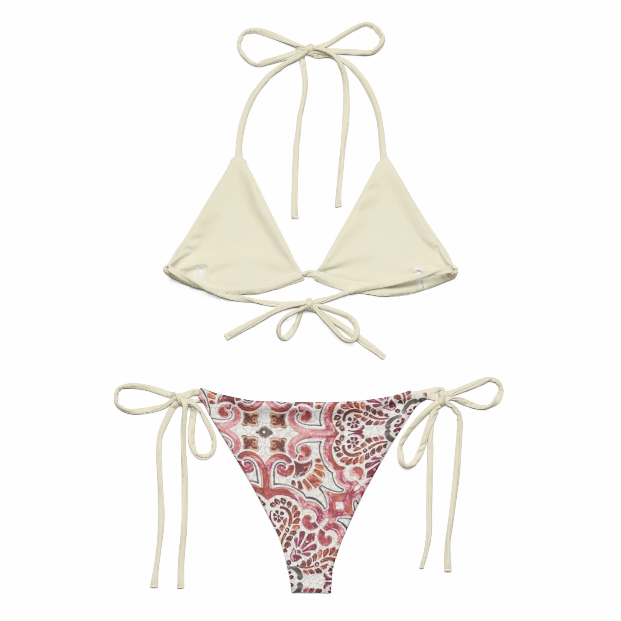 Crimson Mosaic recycled string bikini