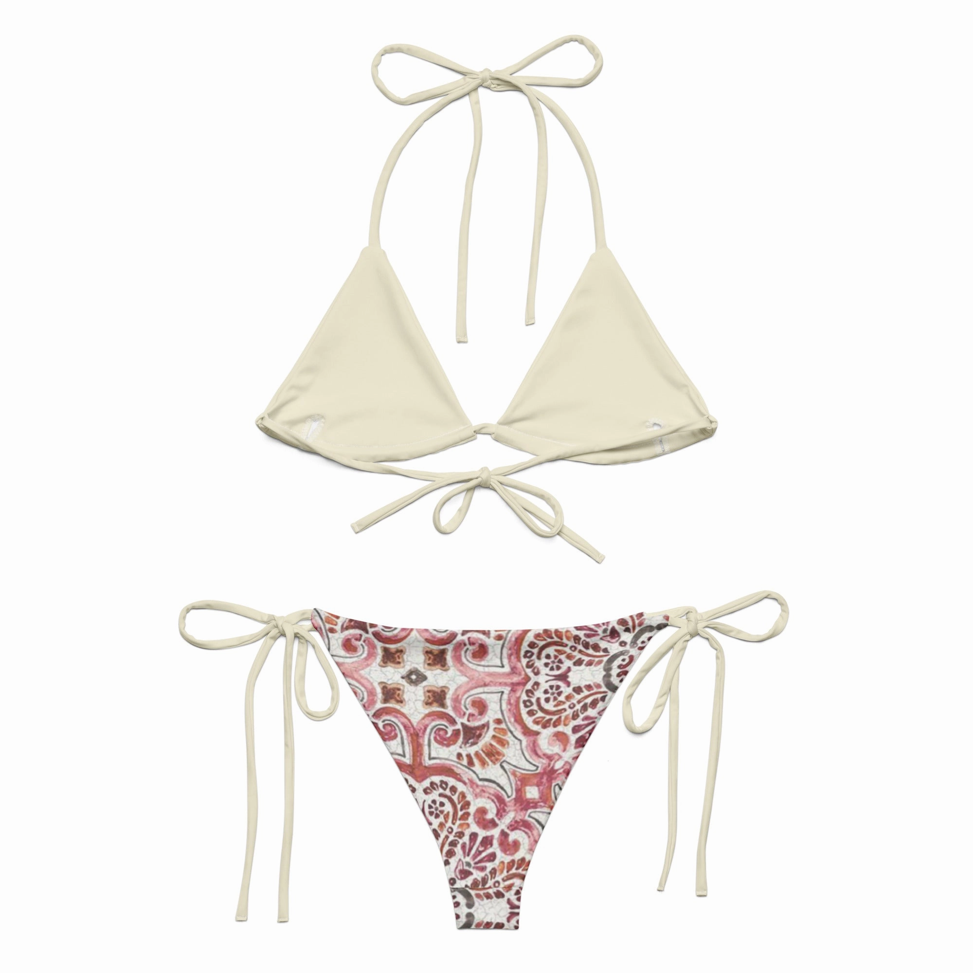 Crimson Mosaic recycled string bikini