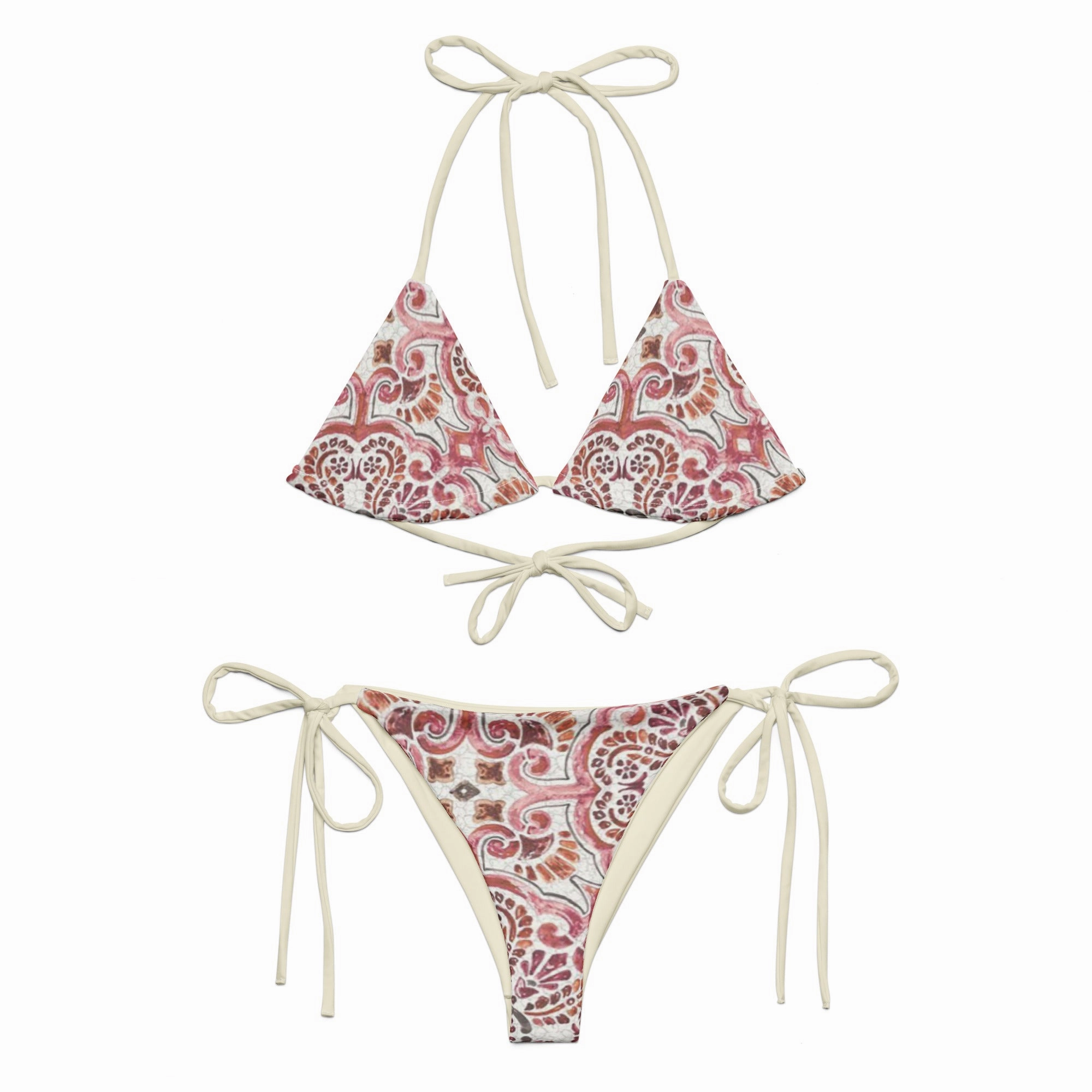 Crimson Mosaic recycled string bikini