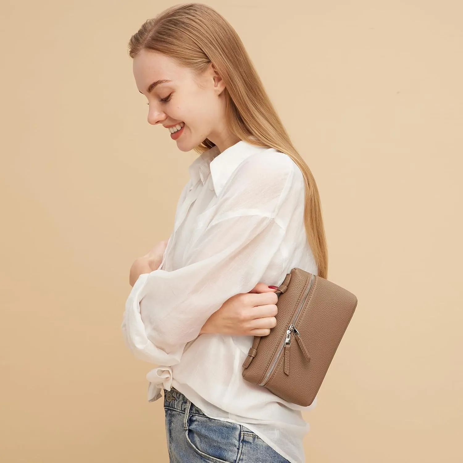 Crossbody Bag for Women, Small Top-Handle Leather Purse Designer Trendy Shoulder Bag Luxury Pouch