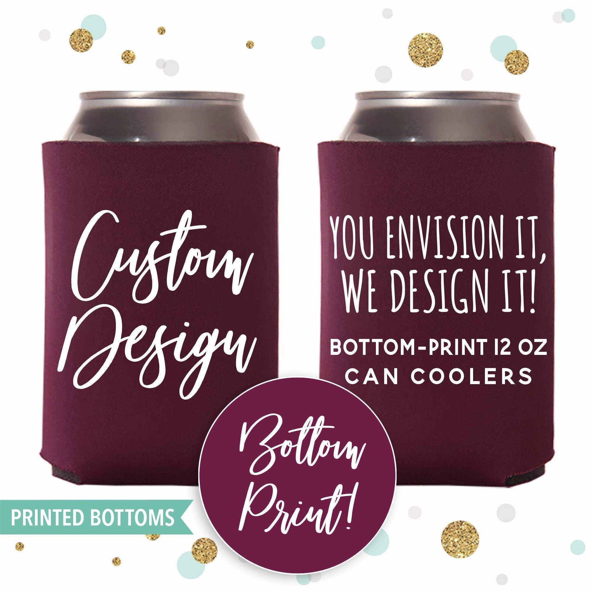 Custom Bottom-Printed Wedding Can Cooler
