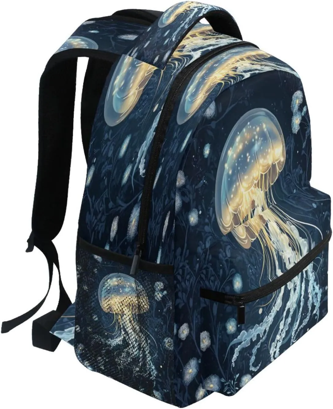 Day Backpack for Teacher Nurse Waterproof Backpack with Chest Strap for Business Work College Travel Trip Beauty Jellyfish Silver