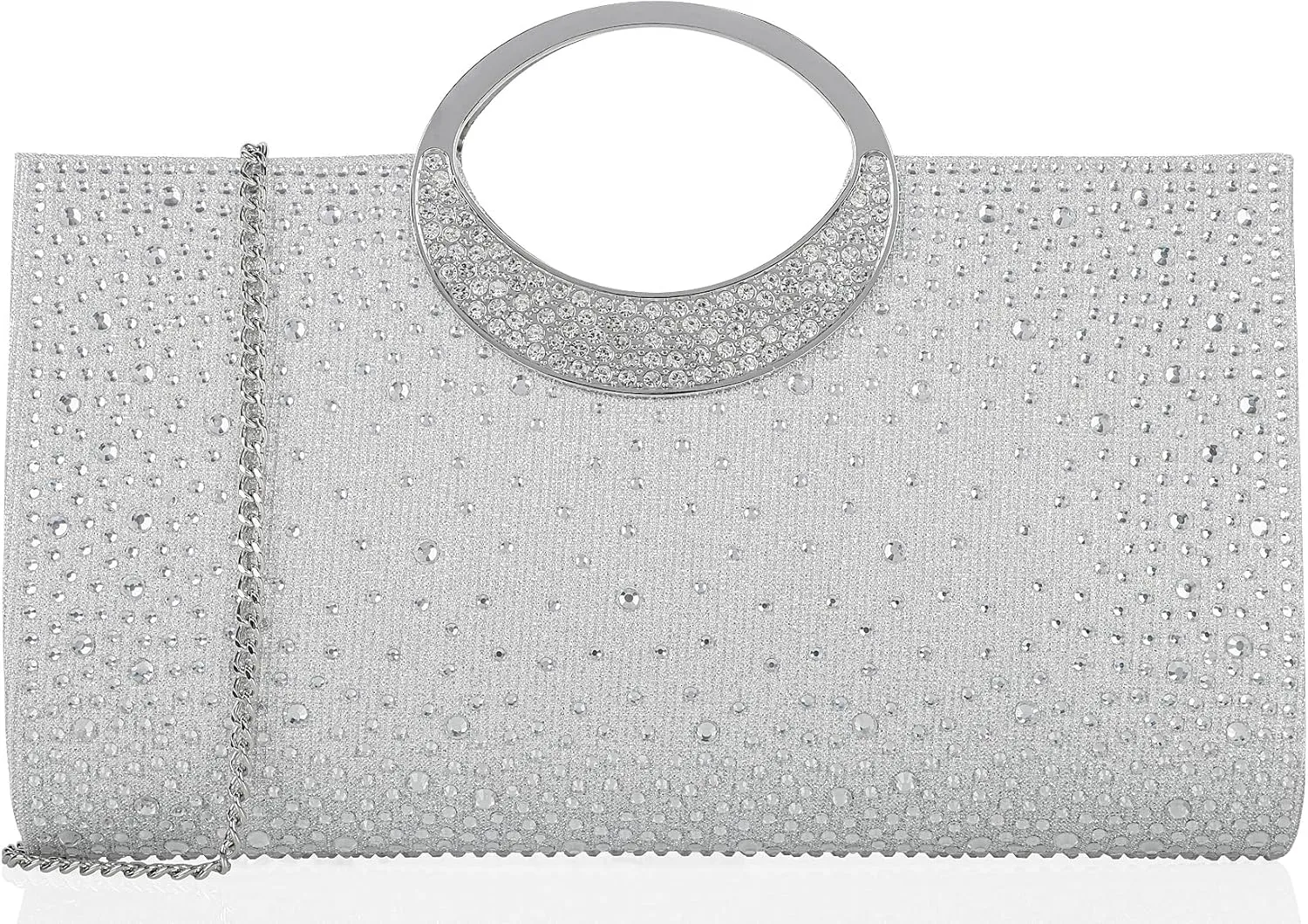 Dexmay Rhinestone Clutch Handbag with Crystal Handle for Wedding Party Elegant Clutch Purse for Women