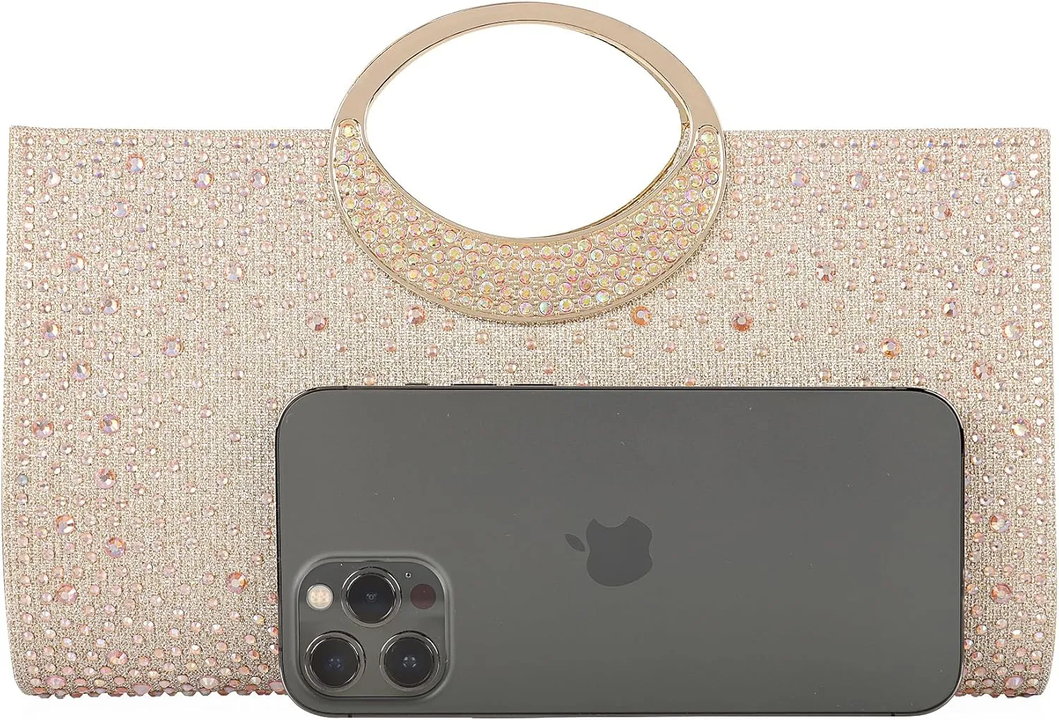 Dexmay Rhinestone Clutch Handbag with Crystal Handle for Wedding Party Elegant Clutch Purse for Women