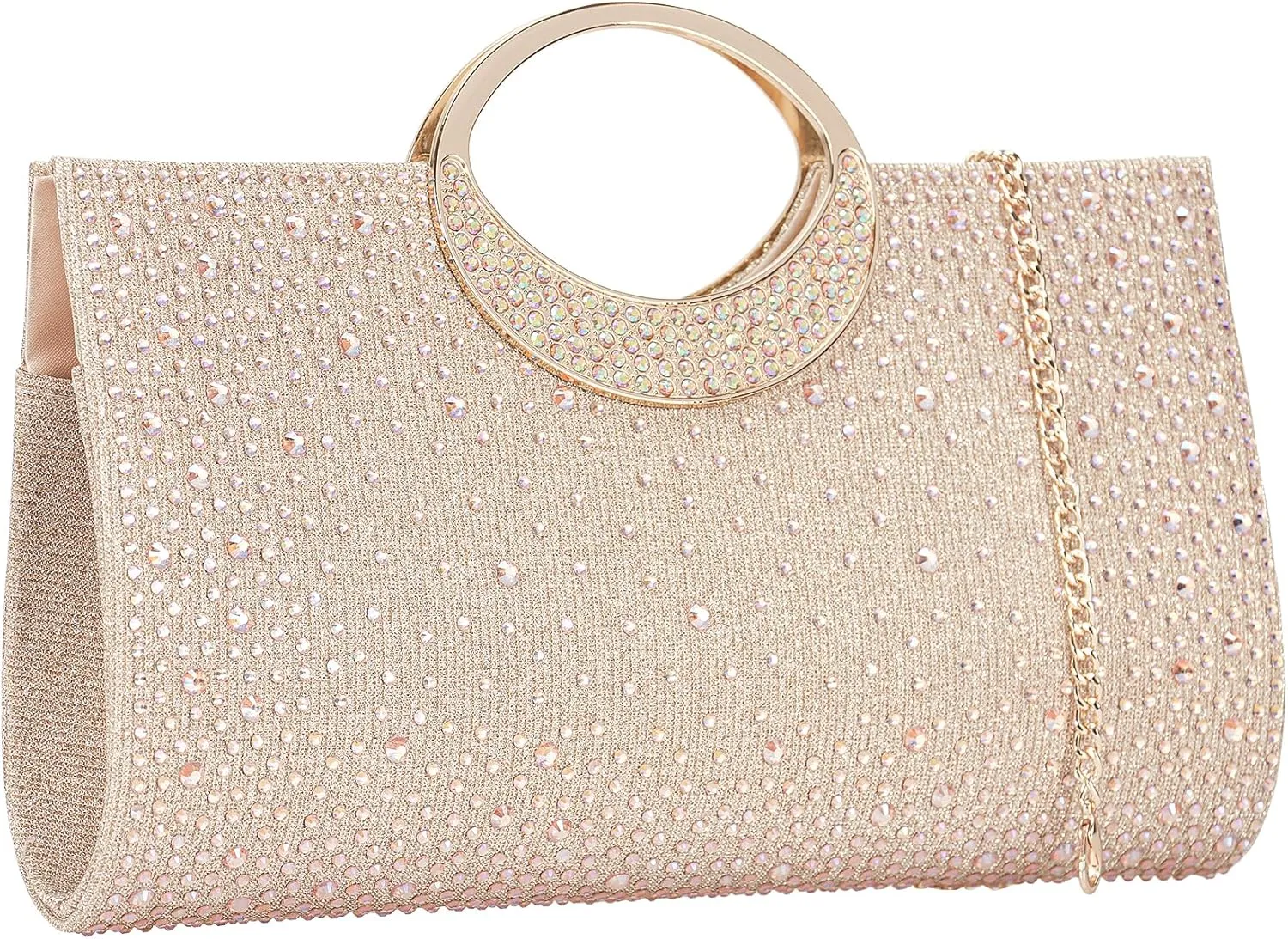 Dexmay Rhinestone Clutch Handbag with Crystal Handle for Wedding Party Elegant Clutch Purse for Women
