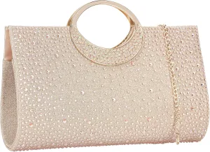 Dexmay Rhinestone Clutch Handbag with Crystal Handle for Wedding Party Elegant Clutch Purse for Women