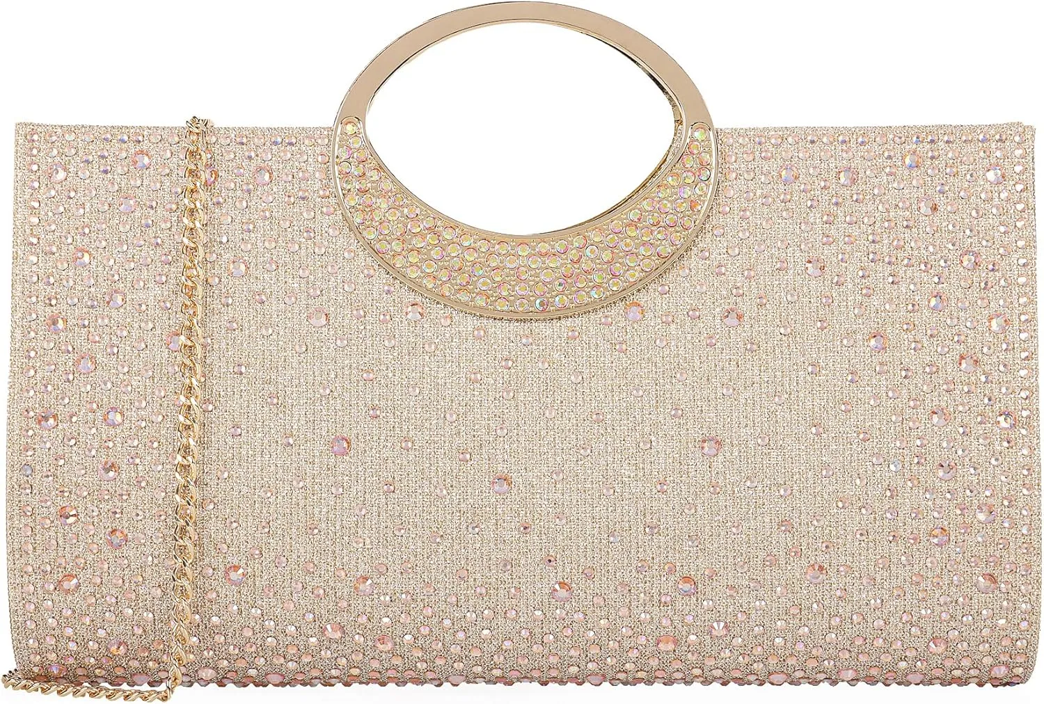 Dexmay Rhinestone Clutch Handbag with Crystal Handle for Wedding Party Elegant Clutch Purse for Women