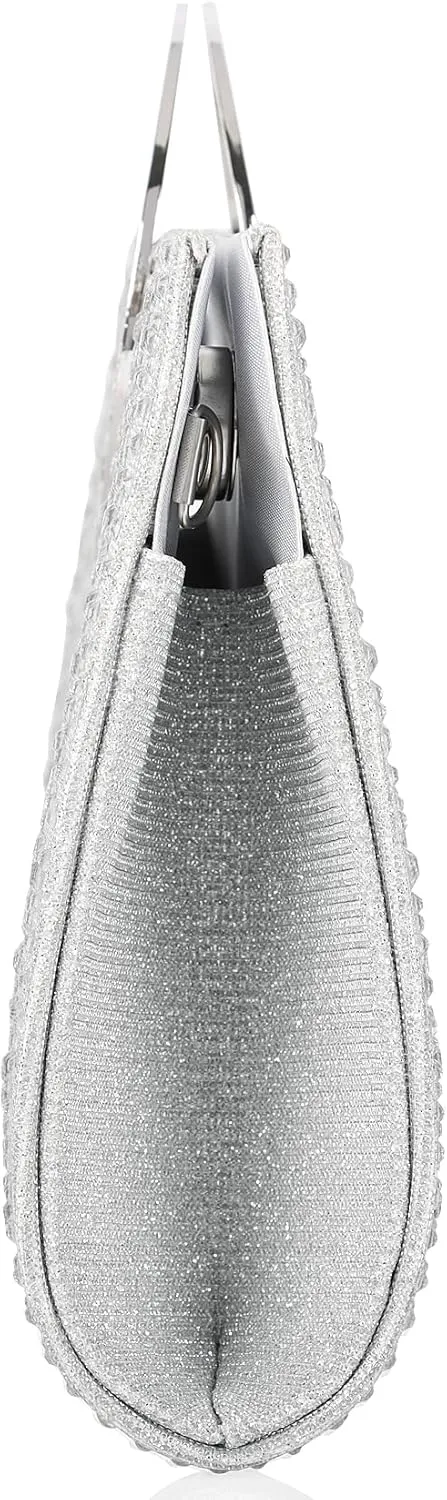 Dexmay Rhinestone Clutch Handbag with Crystal Handle for Wedding Party Elegant Clutch Purse for Women