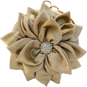 EFTCAL Women Silk Round 3D Rose Flower Handbag,Rhinestone Metal Handle Evening Bag Wedding Party Prom Purse Shoulder Bag