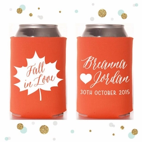 Fall Wedding - Wedding Can Cooler #25R