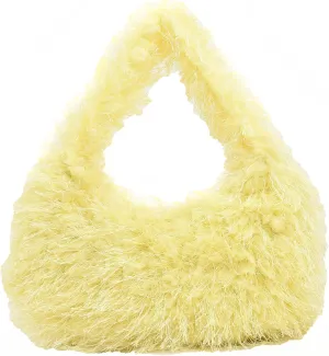 Faux Fur Fluffy Hobo Bag Furry Handbag Purse Y2K Fuzzy Tote Bag,Trendy Cute Plush Purse for Women