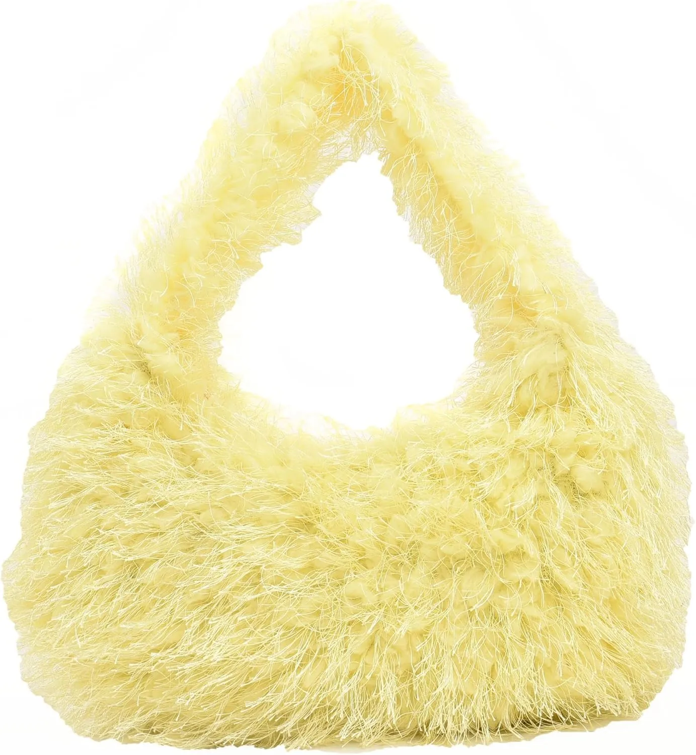 Faux Fur Fluffy Hobo Bag Furry Handbag Purse Y2K Fuzzy Tote Bag,Trendy Cute Plush Purse for Women