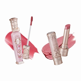 Flower Knows Little Angel Matte Lipstick C05 Violet Strawberry Rococo Glitter Lip Gloss G02 Set