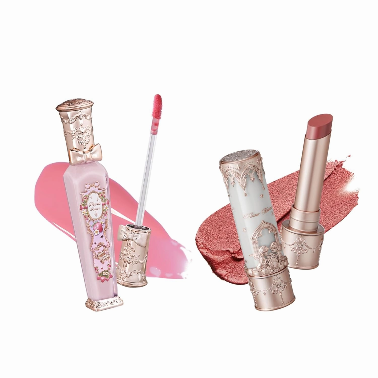 Flower Knows Violet Strawberry Rococo Glowy Lip Gloss G01 Little Angel Matte Lipstick C03