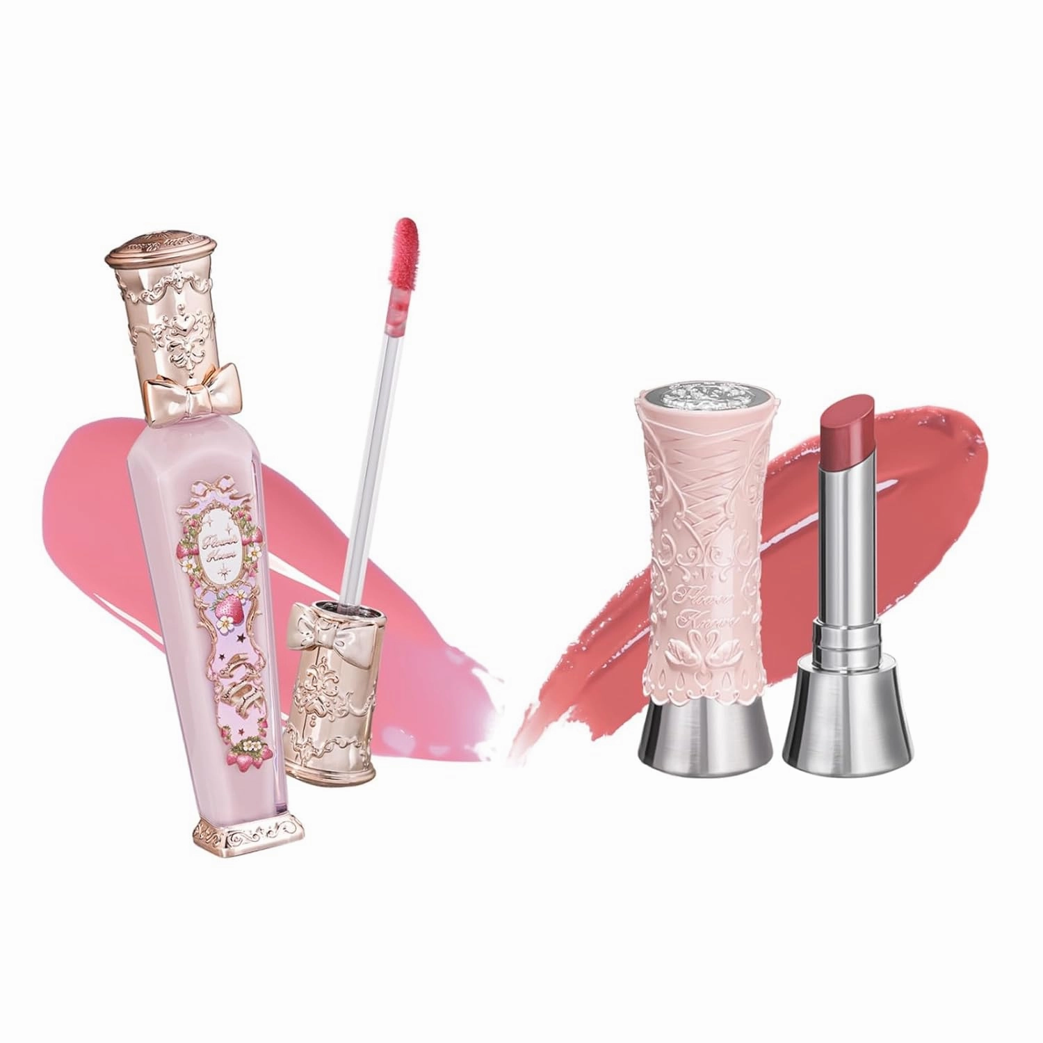 Flower Knows Violet Strawberry Rococo Glowy Lip Gloss G01 Swan Ballet Shine Solid Lip Gloss Stick B03