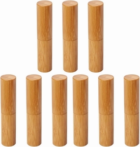 Garneck 9Pcs Bamboo Lipstick Tubes with Caps Creative Diy Empty Containers for Women Stylish Silver Design for Travel and Daily Use